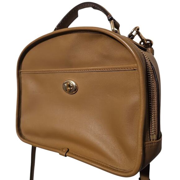 Coach Lunch Pail Retro‎ Smooth Leather Bag F11785 Tan - Picture 1 of 16